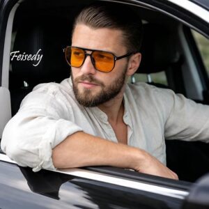 FEISEDY Retro 70s Gafas de Sol Cuadradas Mujer Hombre Vintage Gafas Clásicas con Doble Puente Protección UV400 B2835