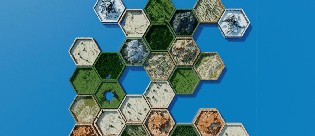 diseño hexagonal en Minecraft